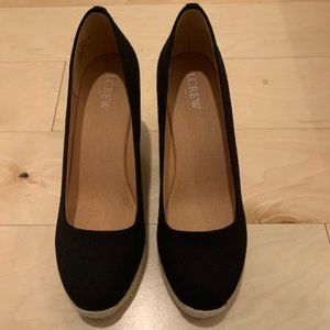 NEW Black J.Crew Canvas Espadrille Wedges (Size 9)